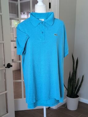 Lacoste Mens Blue Short Sleeve Polo Shirt Size 7 Or XXL